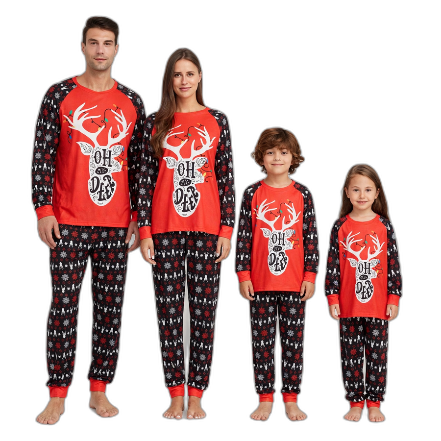 Christmas Deer Print Family Pyjamas