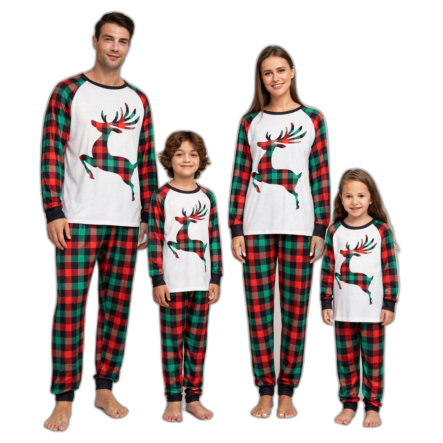 Christmas Deer Plaid Pyjama Set