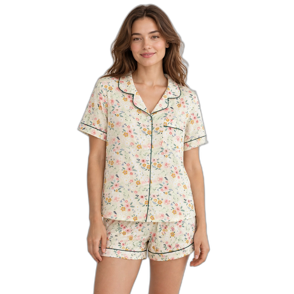 Women's Cotton Short-Sleeved Shorts Pajamas Set