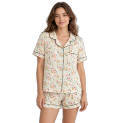 Women's Cotton Short-Sleeved Shorts Pajamas Set