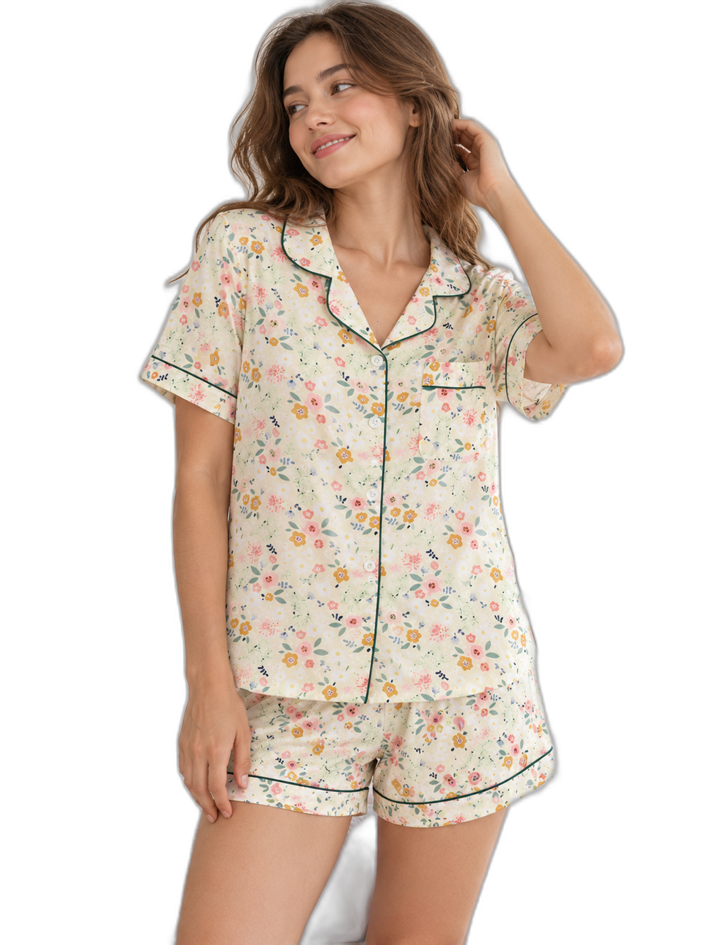 Women's Cotton Short-Sleeved Shorts Pajamas Set