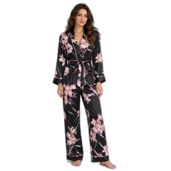Silk Long Sleeve Nightgown & Trouser Set