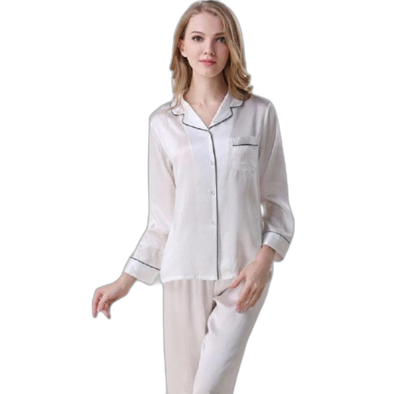 Women's Muted Blue Silk Pajama Set