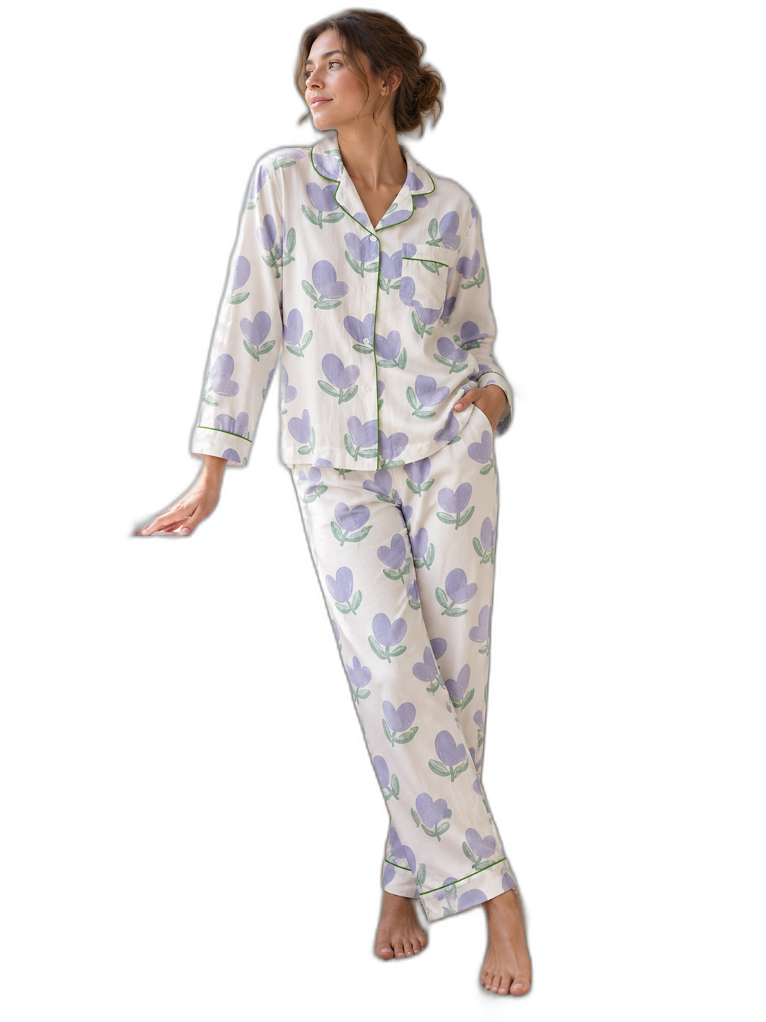 Purple Tulip Printed Pajamas Set