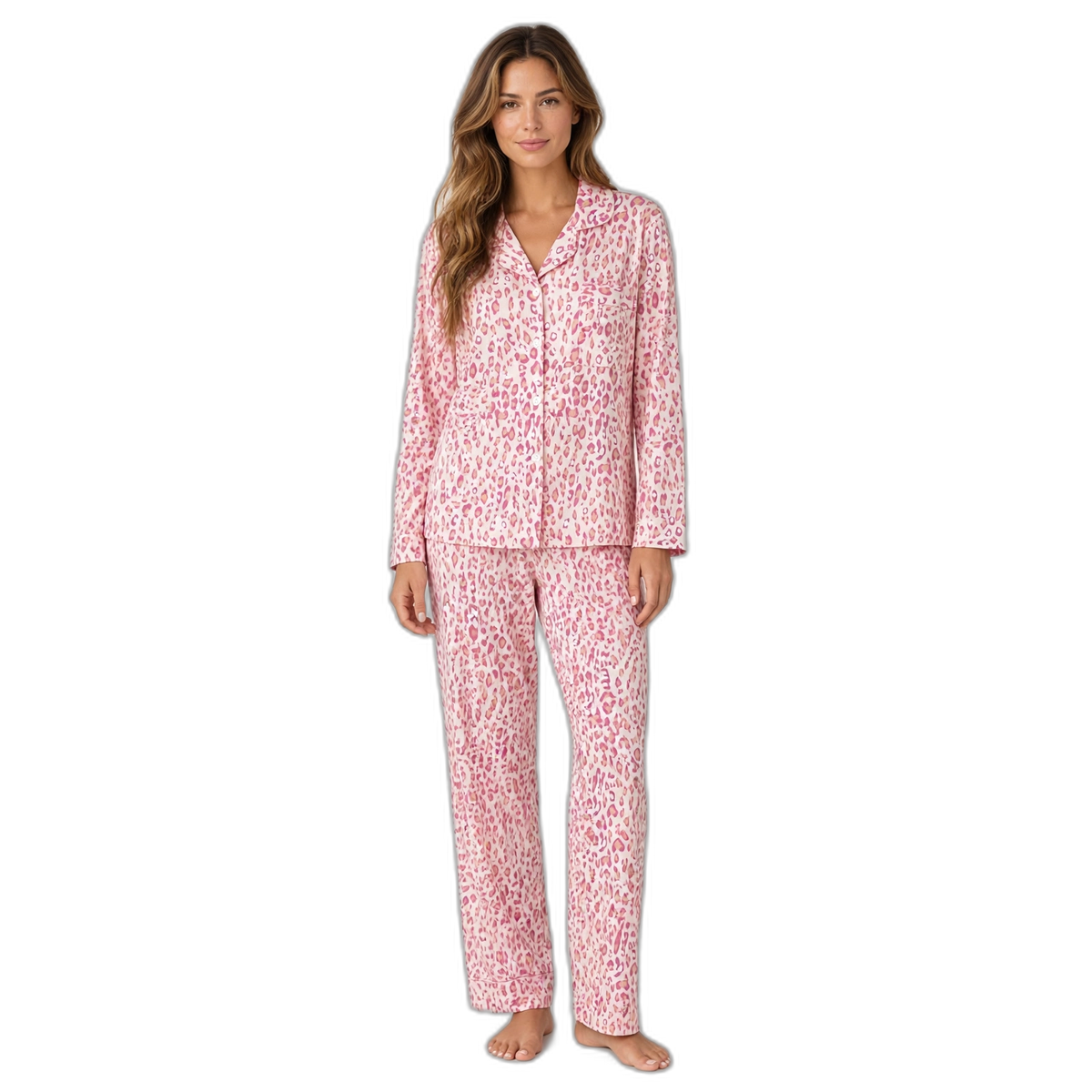 Pink Leopard Print Pajama Set