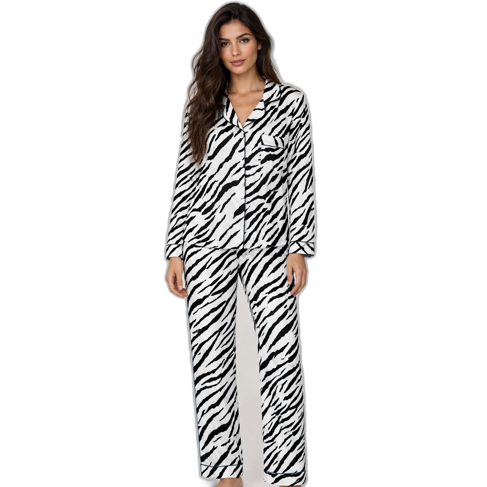 Women's Zebra Pattern Cotton Pajama Set