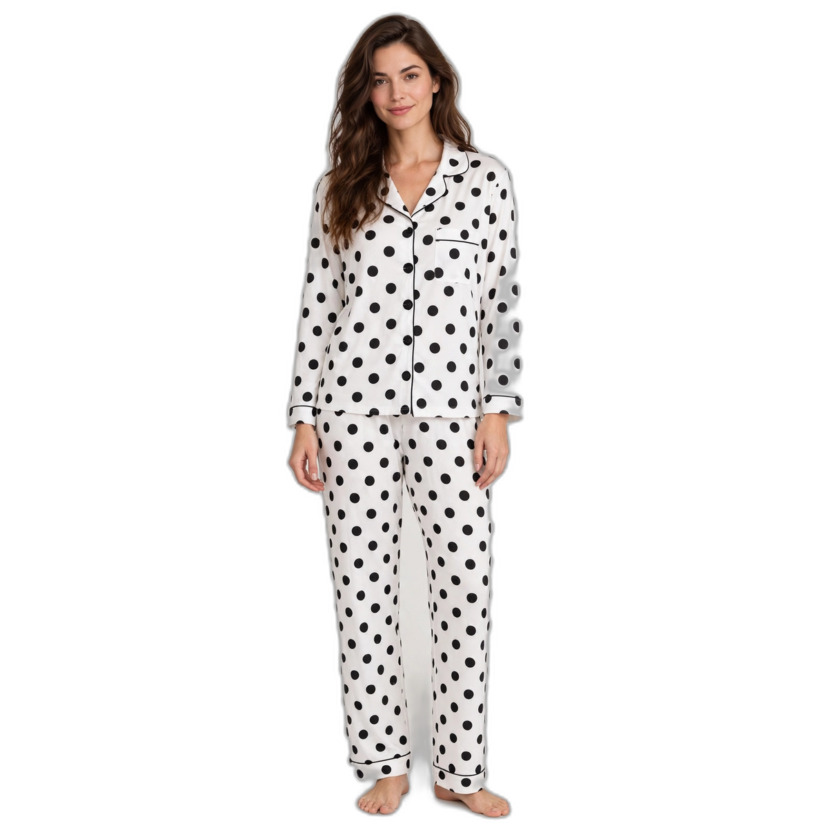 Women's White Wave Point Pajama Set