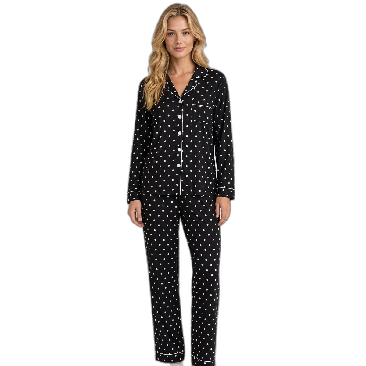 Women’s Black Wave Pattern Pajama Set