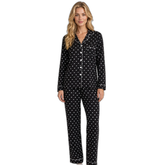Women’s Black Wave Pattern Pajama Set