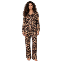 Women's Leopard Print Silk Pajama Set