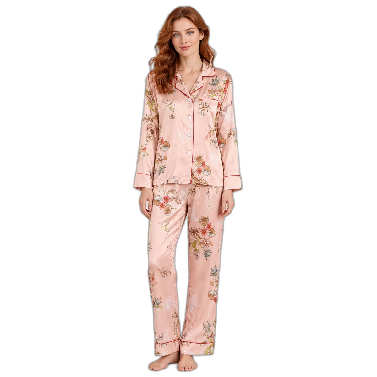 Pink Flowers Pajama Set