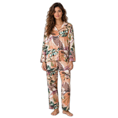 Women's Leaf & Flower Cotton Pajama Set