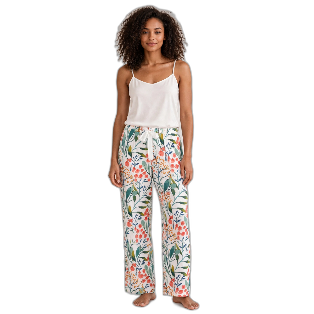 Women's White Floral Pajama Set