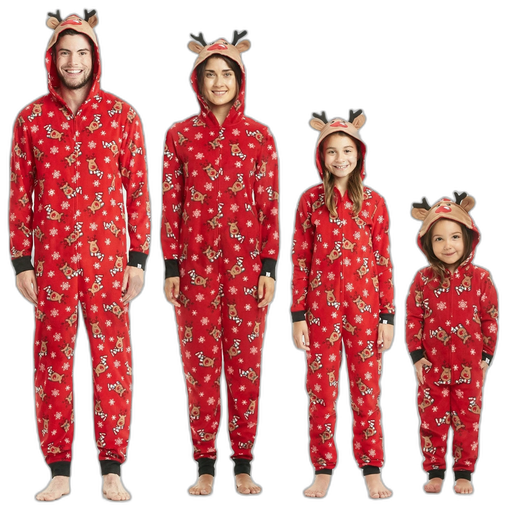 Family Christmas Hoodie Jumpsuit Pajama Set