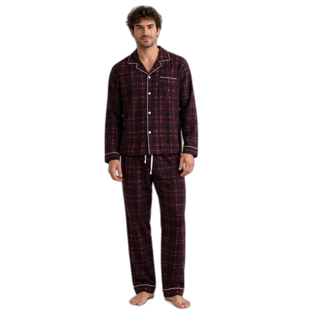 Plaid Cotton long Sleeve Pajamas Set
