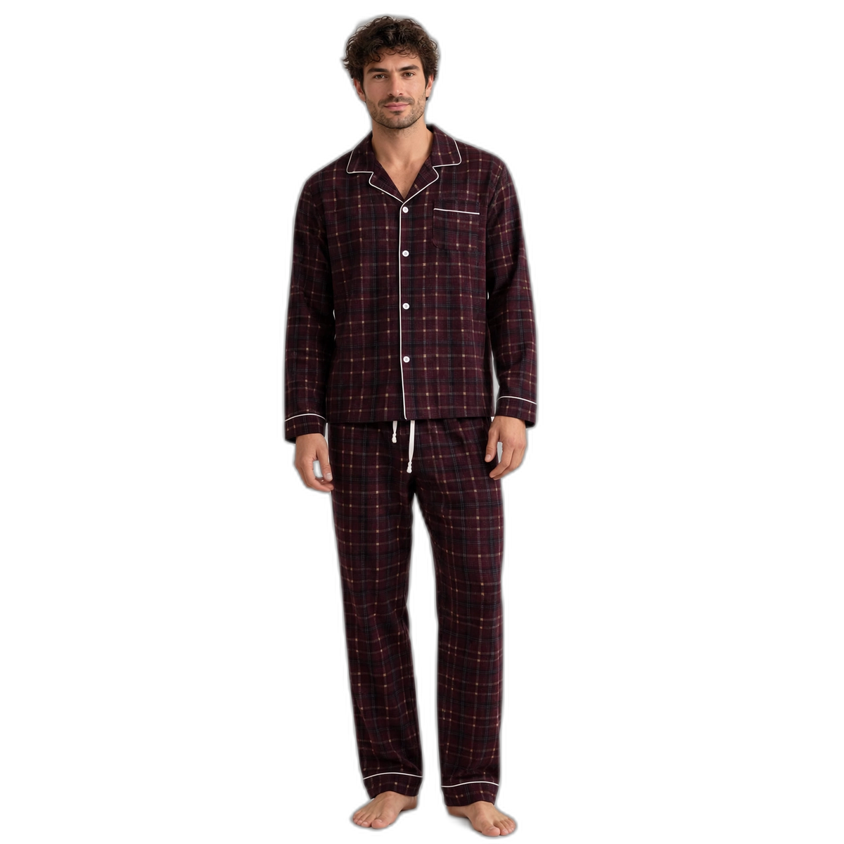 Plaid Cotton long Sleeve Pajamas Set