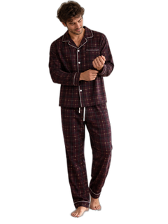 Plaid Cotton long Sleeve Pajamas Set