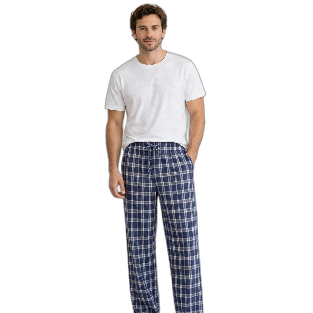 Men's Navy Blue Grid Pajama Set