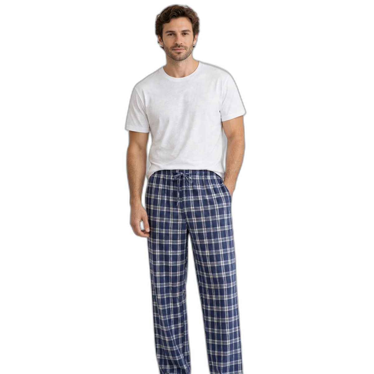 Men's Navy Blue Grid Pajama Set
