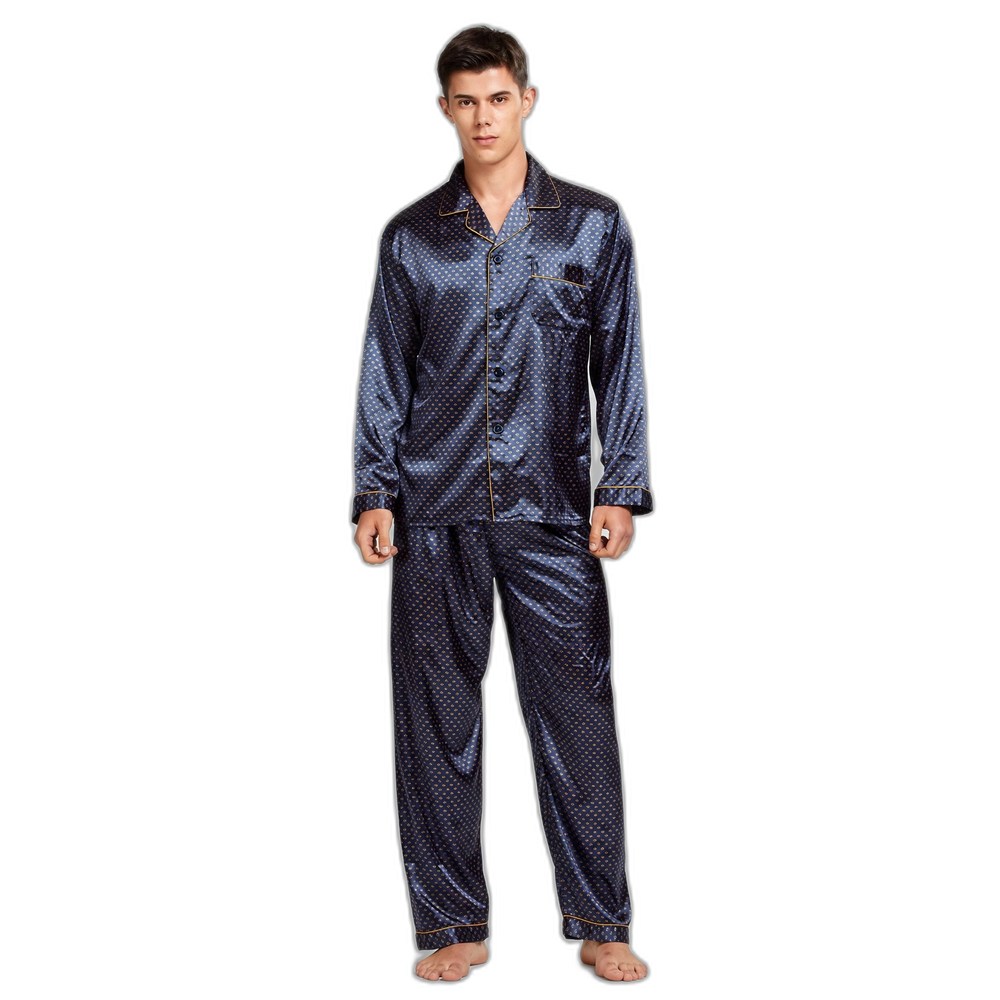 Men's Printed Silk Pajama Set