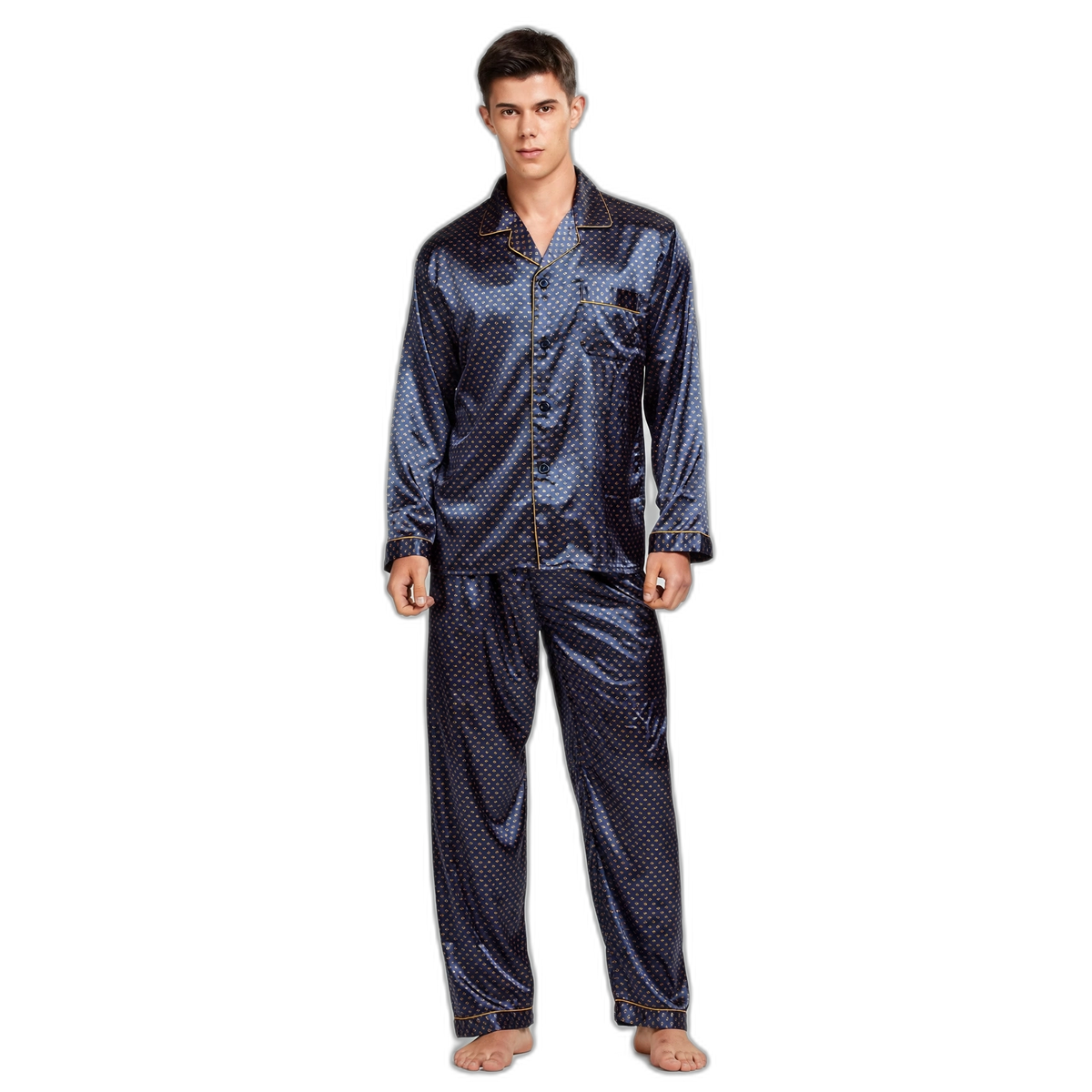 Men's Printed Silk Pyjama Set