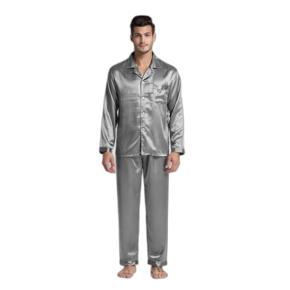 Men's Grey Silk Pajama Set