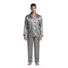 Men's Grey Silk Pajama Set