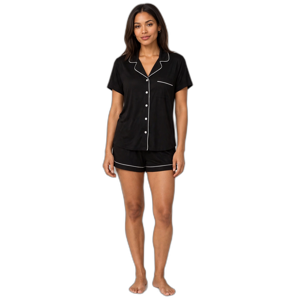 Women's Black Sleeveless Pajama Shorts Set