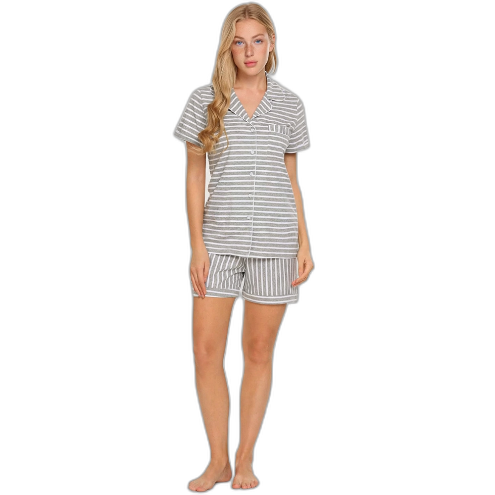Women's Grey Stripe Pajama Set