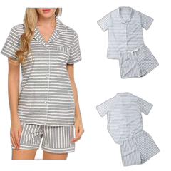 Women's Grey Stripe Pajama Set