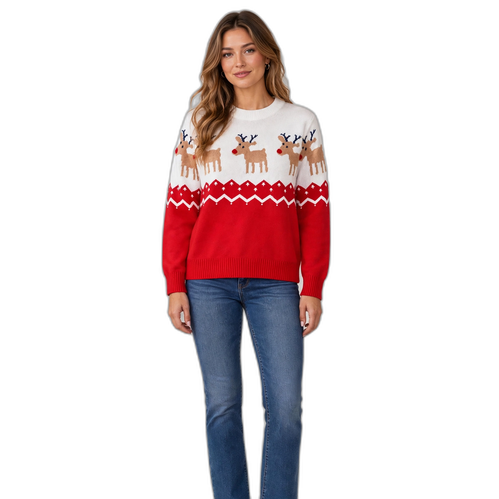 Girls' Reindeer Snowflake Christmas Ugly Sweater