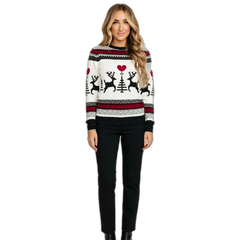Women's Reindeer Snowflake Christmas Ugly Sweater