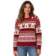 Women’s Round-Neck Printed Christmas Ugly Sweater