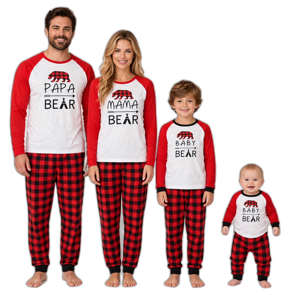 Family Mama Papa Bear Christmas Pajama Set