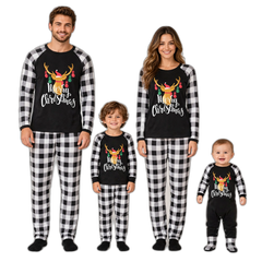 Black & White Merry Christmas Family Pajama Set