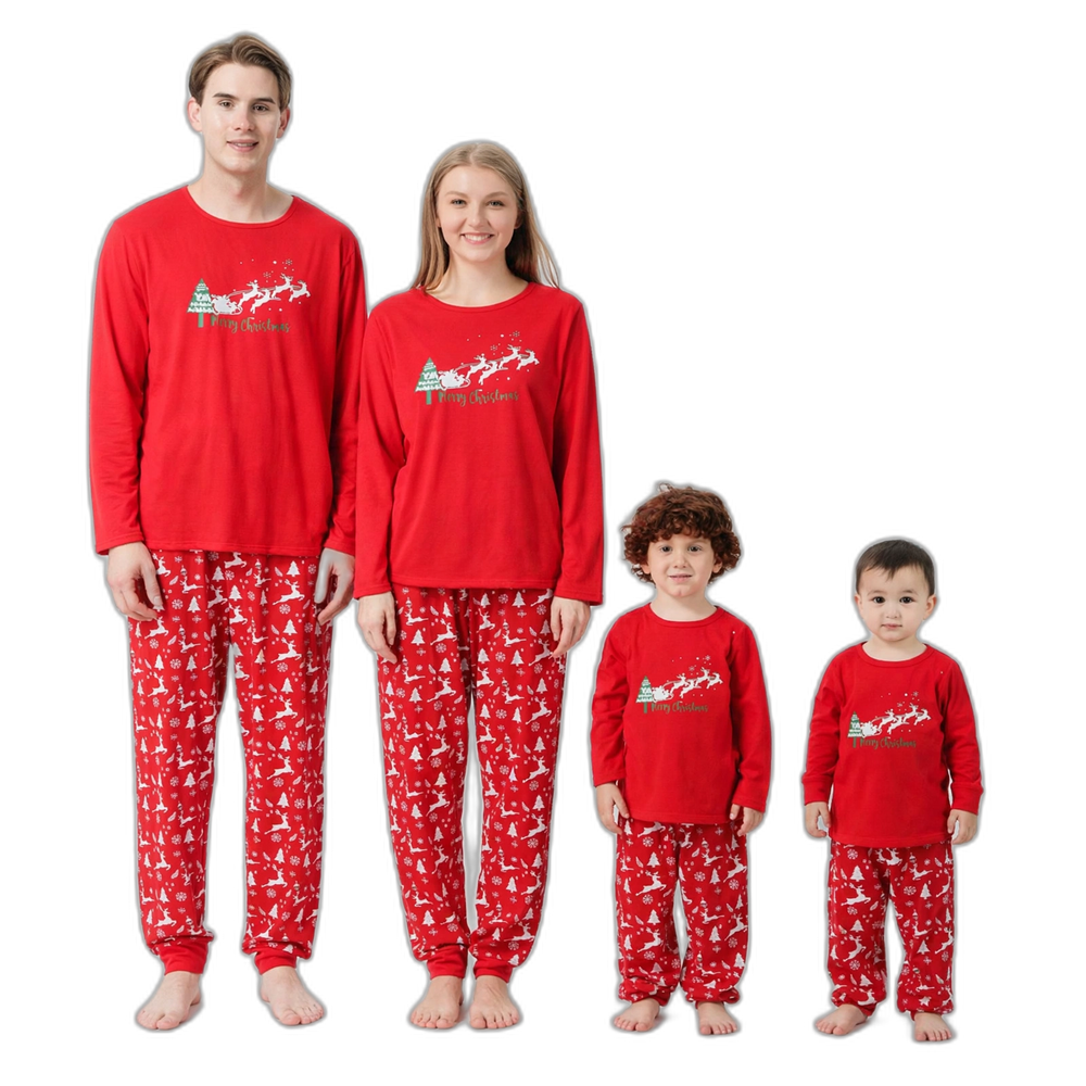 Red Christmas Tree Long-Sleeve Pajama Set