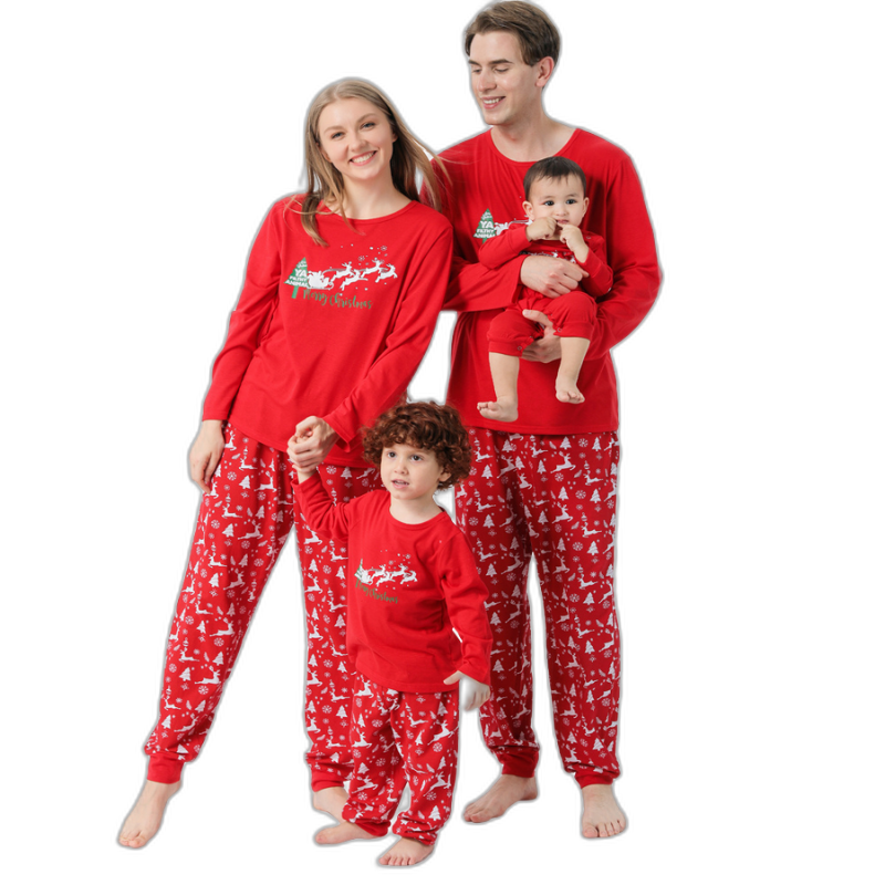 Red Christmas Tree Long-Sleeve Pajama Set