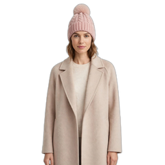 Women’s Braided Beanie with Removable Pom-Pom