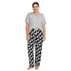 Rose Print Plus Size Pajama Set