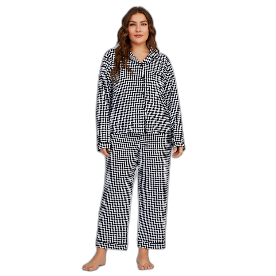Black & White Plus Size Pyjama Set