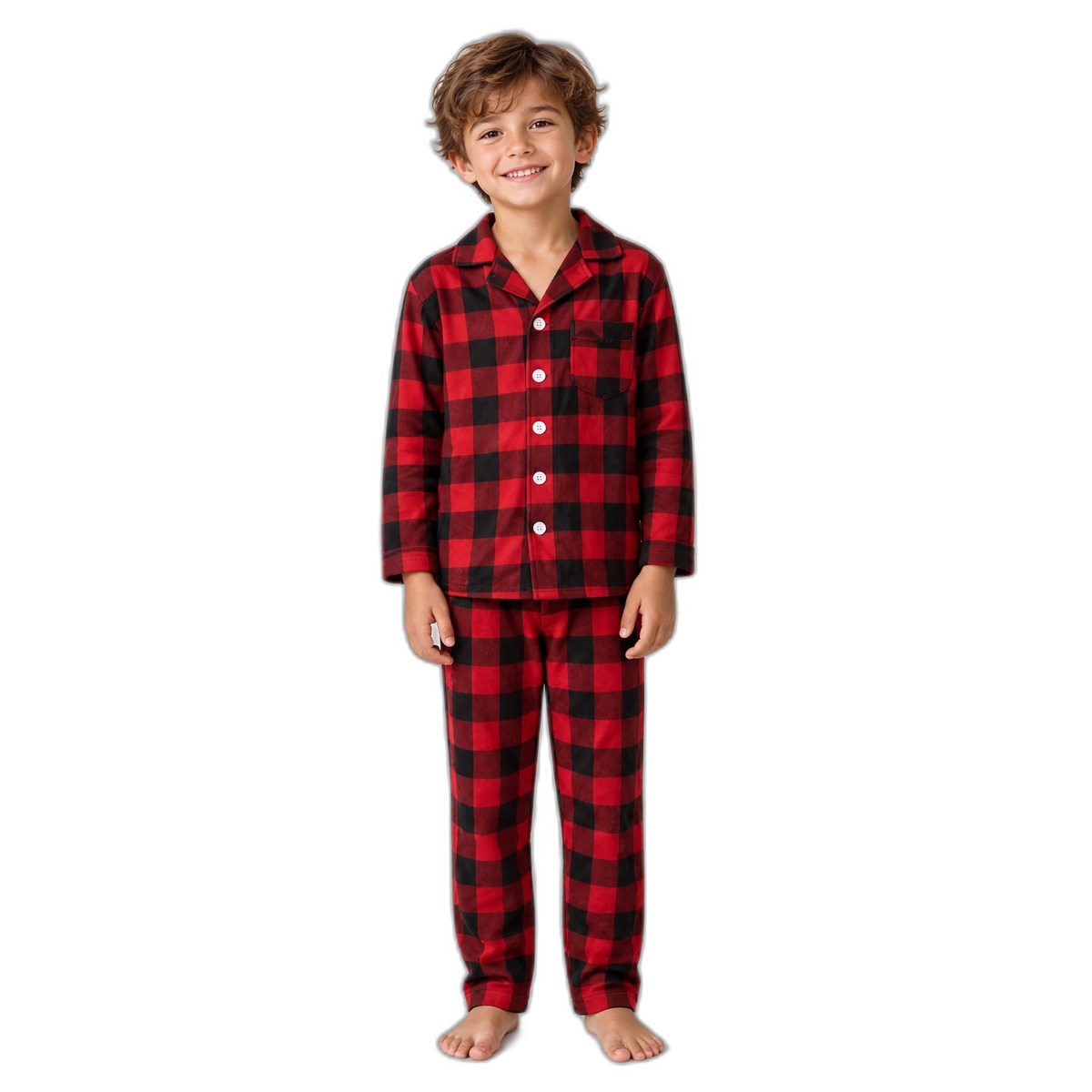 Boy's Check Print Pajama Set