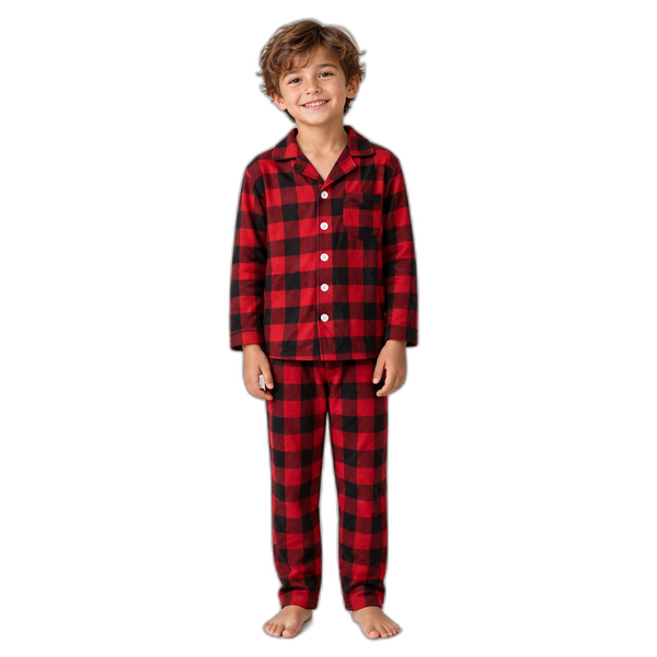 Boy's Check Print Pyjama Set