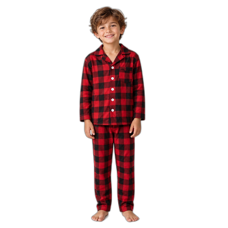 Boy's Check Print Pyjama Set