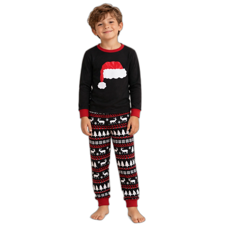 Boy's Christmas Hat Print Pyjama Set