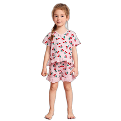 Cherry Printed Short Sleeve Pajama Set
