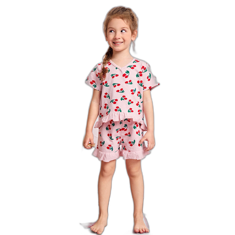 Cherry Print Short Sleeve Pajama Set