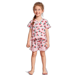 Cherry Print Short Sleeve Pajama Set