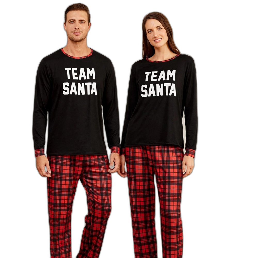 Couple's Team Santa Printed Christmas Pajama Set