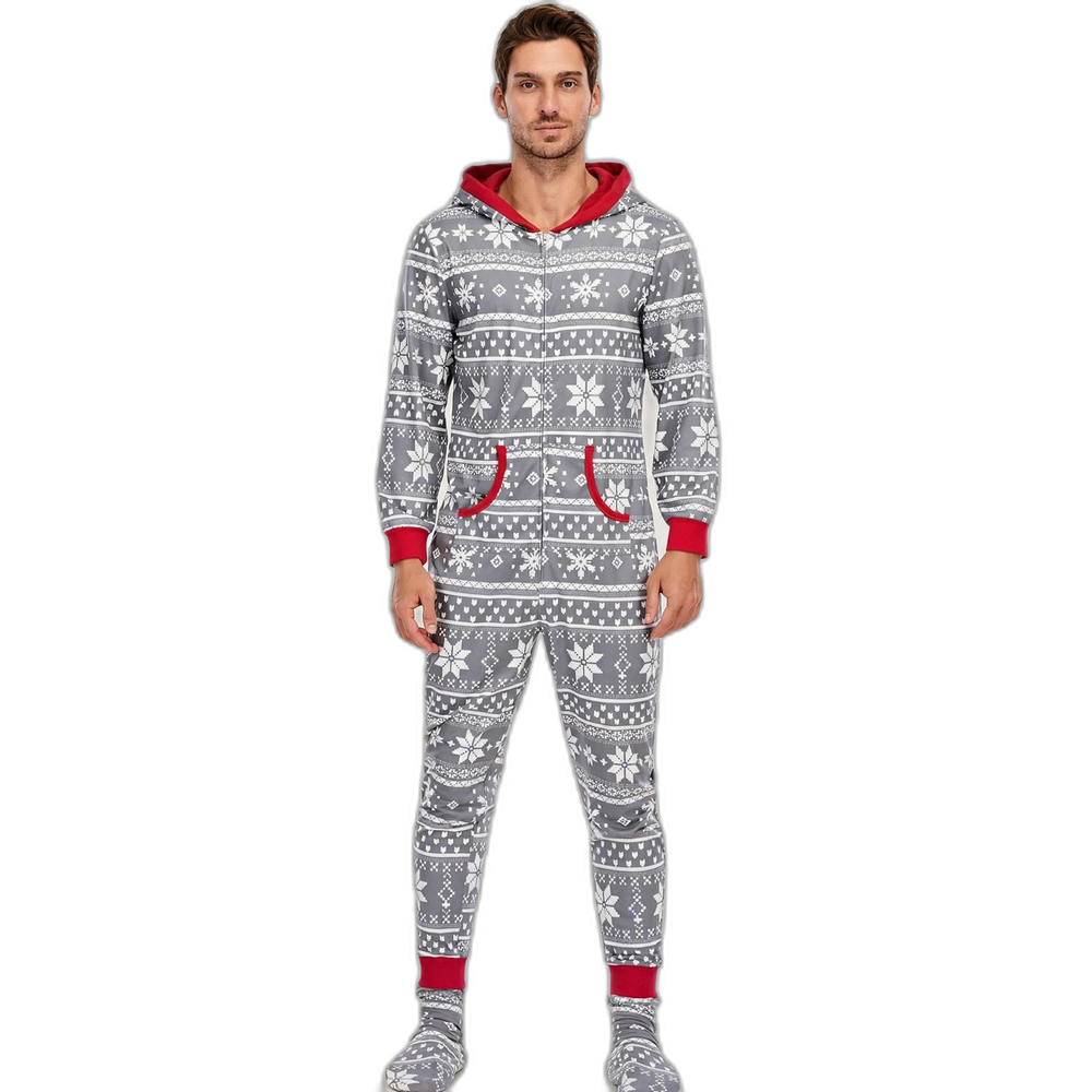 Men Christmas Print Hooded Pajama Set