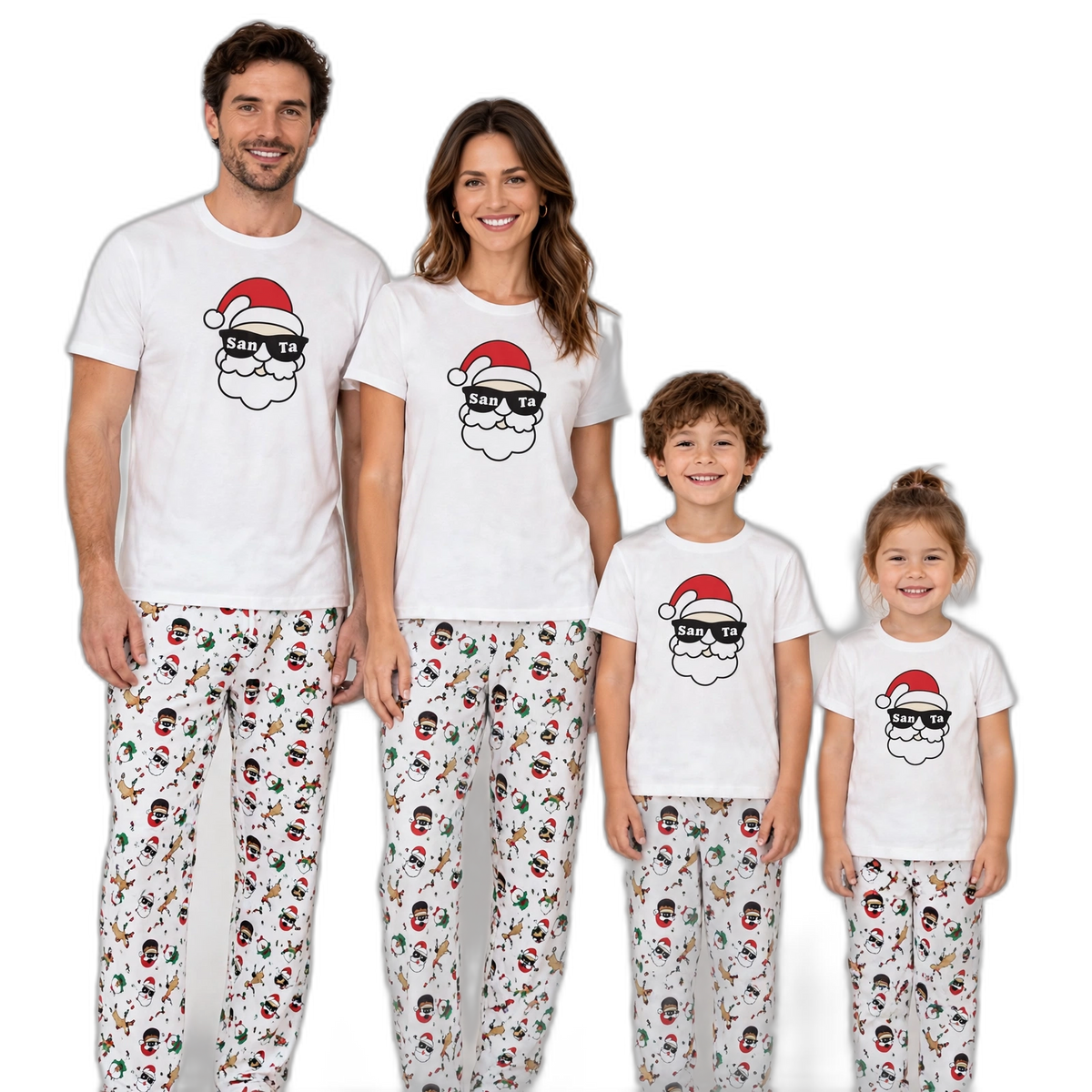 White Santa Family Matching Christmas Pajamas